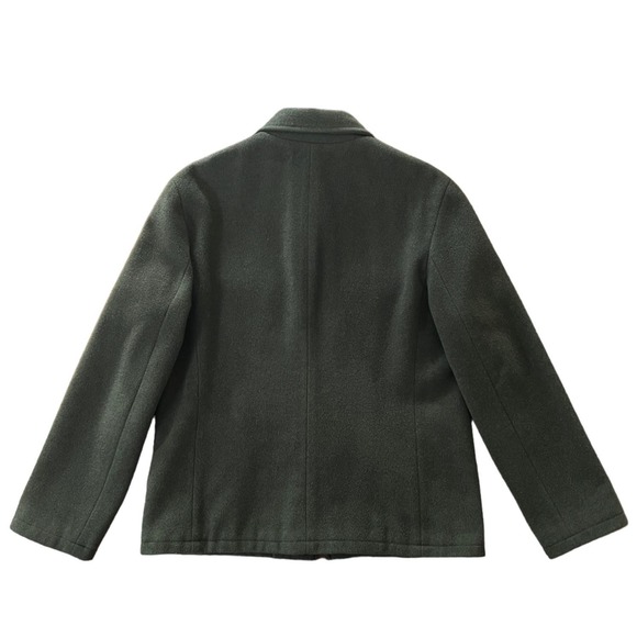 J. Crew Wool Blend Zip Front Jacket Collared Quality Coat Green Large - Picture 2 of 6
